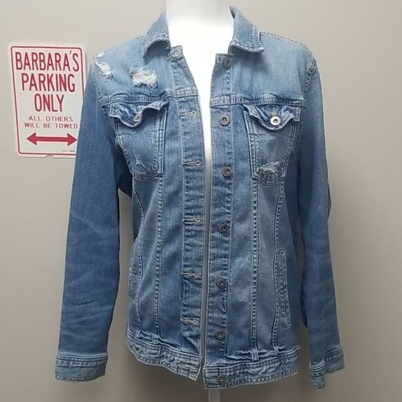 ARIZONA WOMENS DESTRESSED DENIM JACKET SZ M - Picture 1 of 5